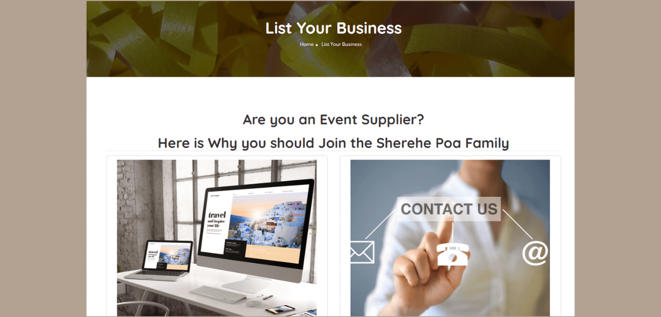 Sherehe Poa Website
